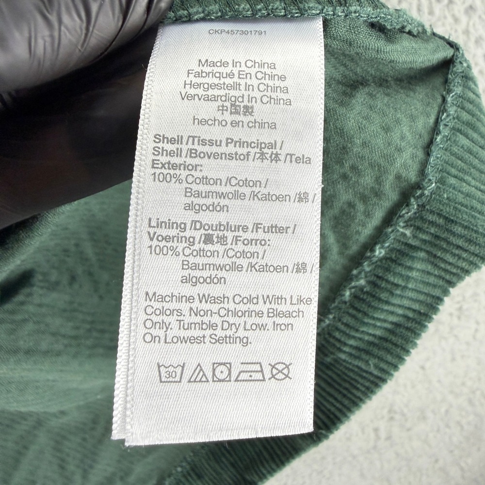 Madewell Corduroy Babydoll Dress Womens 8 Green Puff Sleeve Tiered Mini Boho - Picture 10 of 14